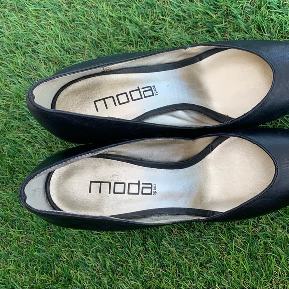 Moda Size 7.5 Black Open Toed 4 Inch Wedges - Picture 11 of 14